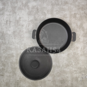 Жаровня чугун 32х6 см, две ручки, чуг. крышка, БИОЛ