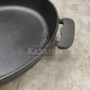 Жаровня чугун 32х6 см, две ручки, чуг. крышка, БИОЛ