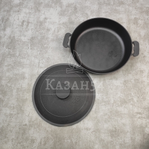 Жаровня чугун 32х6 см, две ручки, чуг. крышка, БИОЛ