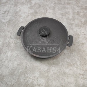 Жаровня чугун 32х6 см, две ручки, чуг. крышка, БИОЛ