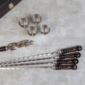 Набор шампуров в кейсе Малый 13 предм. кожзам/4шампура