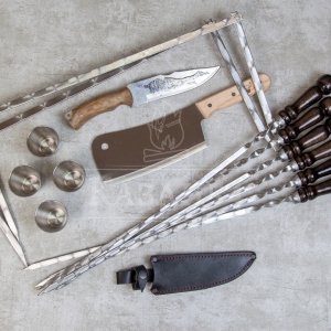 Набор шампуров в кейсе Средний 16 предм. кожзам/6шампуров