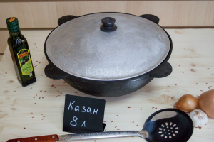 Казан узбекский 8 литров плоское дно