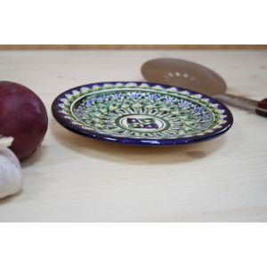 Тарелка синяя (мехроб) 17 см плоская