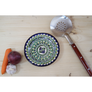 Тарелка синяя (мехроб) 17 см плоская