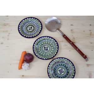 Тарелка синяя (мехроб) 17 см плоская