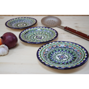 Тарелка синяя (мехроб) 17 см плоская
