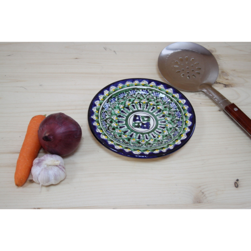 Тарелка синяя (мехроб) 17 см плоская