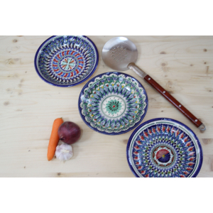 Тарелка синяя (мехроб) 19 см глубокая