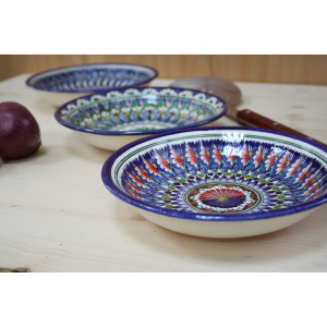 Тарелка синяя (мехроб) 19 см глубокая