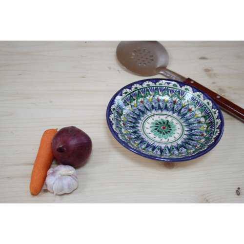 Тарелка синяя (мехроб) 19 см глубокая