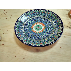 Тарелка синяя (мехроб) 22 см плоская