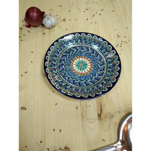 Тарелка синяя (мехроб) 22 см плоская