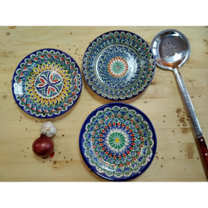 Тарелка синяя (мехроб) 22 см плоская