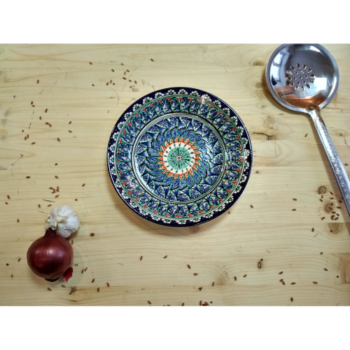 Тарелка синяя (мехроб) 22 см плоская