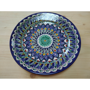 Тарелка синяя (мехроб) 27 см плоская