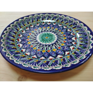Тарелка синяя (мехроб) 27 см плоская
