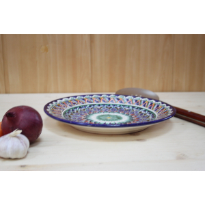 Тарелка синяя (мехроб) 27 см плоская