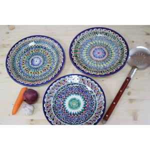 Тарелка синяя (мехроб) 27 см плоская