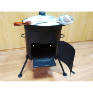 Казан 10 л и печь усиленная (3мм) 360 мм c трубой