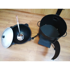 Казан 10 л и печь усиленная (3мм) 360 мм c трубой