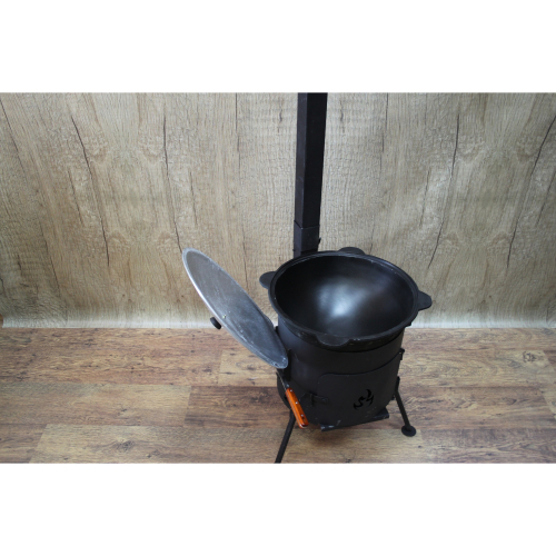 Казан 10 л и печь усиленная (3мм) 360 мм c трубой