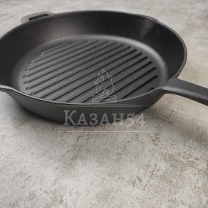 Сковорода-гриль чугун 26х4 см, литая ручка, БИОЛ