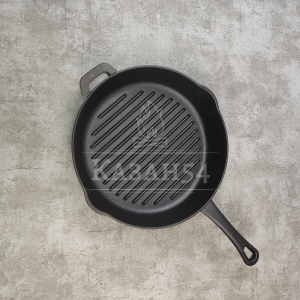 Сковорода-гриль чугун 26х4 см, литая ручка, БИОЛ