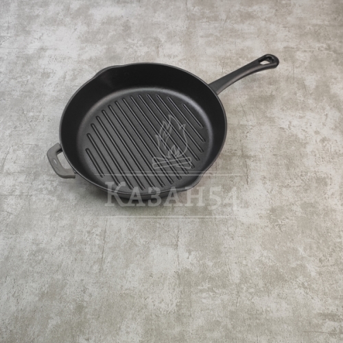 Сковорода-гриль чугун 26х4 см, литая ручка, БИОЛ