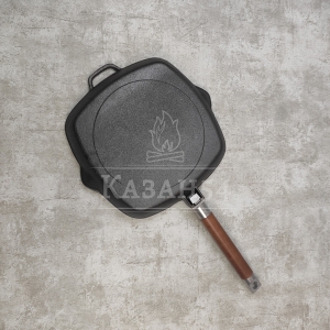 Сковорода-гриль чугун 24х4 см, съемная ручка, БИОЛ