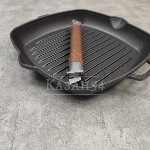 Сковорода-гриль чугун 24х4 см, съемная ручка, БИОЛ