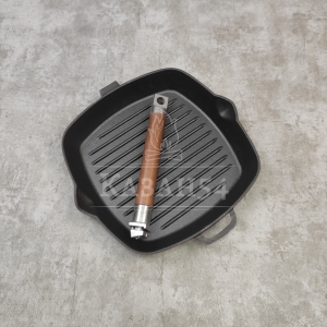 Сковорода-гриль чугун 24х4 см, съемная ручка, БИОЛ