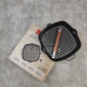 Сковорода-гриль чугун 24х4 см, съемная ручка, БИОЛ