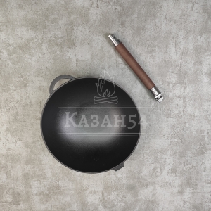 Сковорода WOK чугун 26 см, съемная ручка, Гардарика