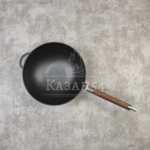 Сковорода WOK чугун 26 см, съемная ручка, Гардарика