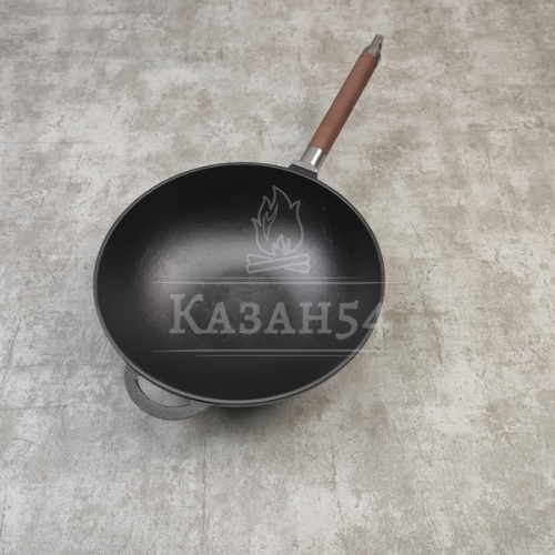 Сковорода WOK чугун 26 см, съемная ручка, Гардарика